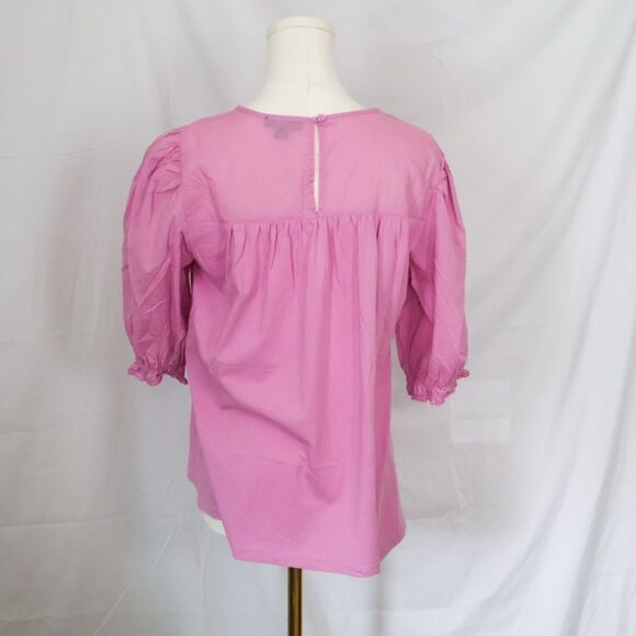 J Crew Puff Sleeve Lace Accent Top - Medium, Lilac - Picture 3 of 6